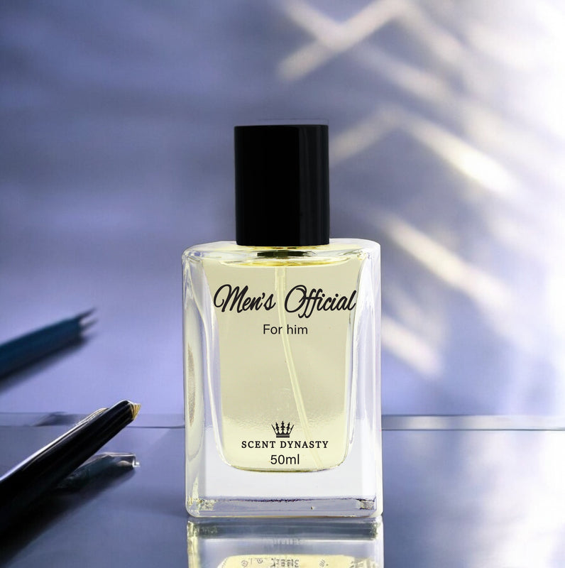 Men’s Official premium men’s perfume by Scent Dynasty in elegant bottle.