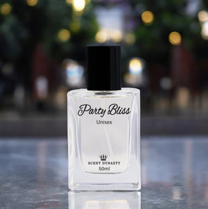 Party Bliss luxury unisex perfume by Scent Dynasty in elegant bottle.