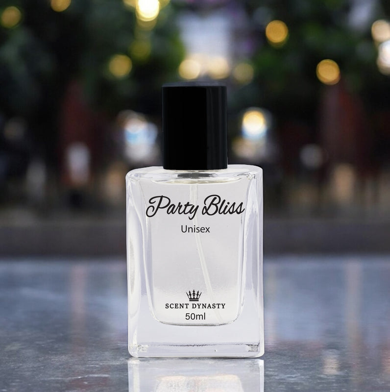 Party Bliss luxury unisex perfume by Scent Dynasty in elegant bottle.