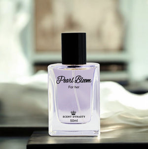 Pearl Bloom premium women’s perfume by Scent Dynasty in elegant floral design bottle.