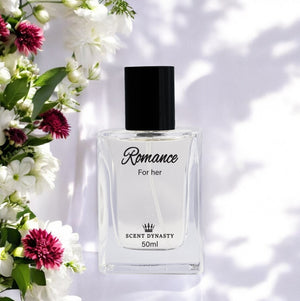 Romance elegant women’s perfume by Scent Dynasty in stylish bottle.